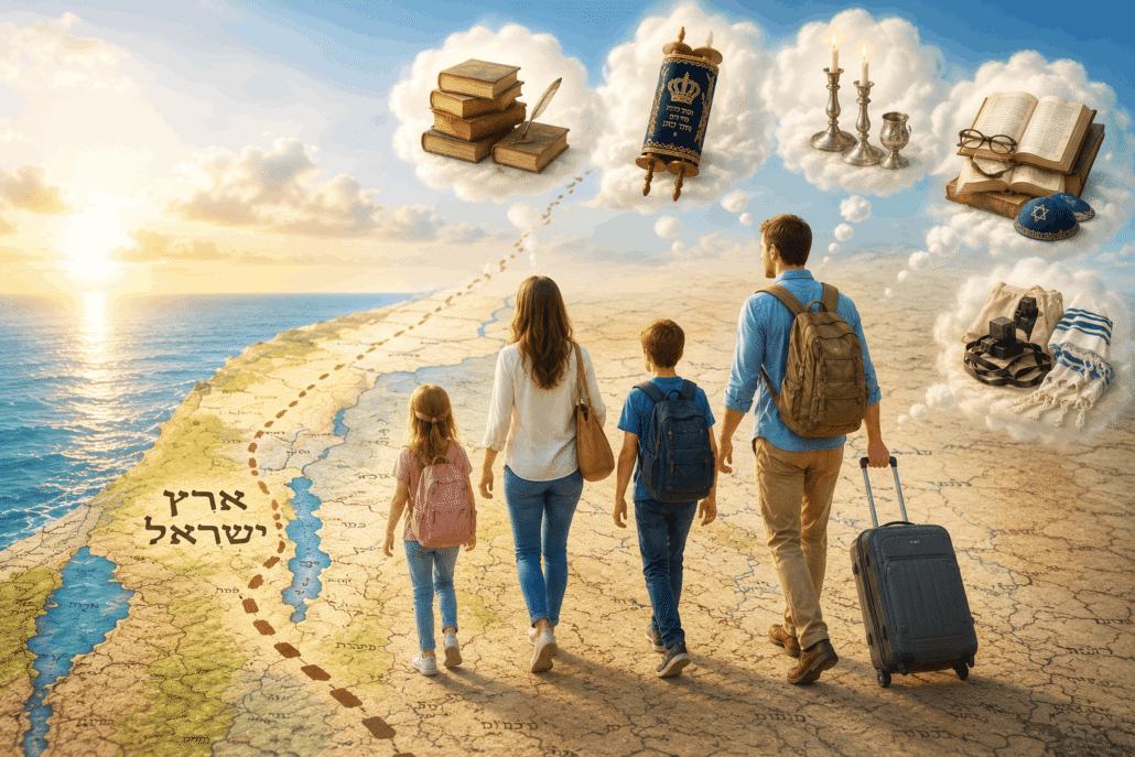 עולים מהגלות למולדת עם דימויים יהודיים